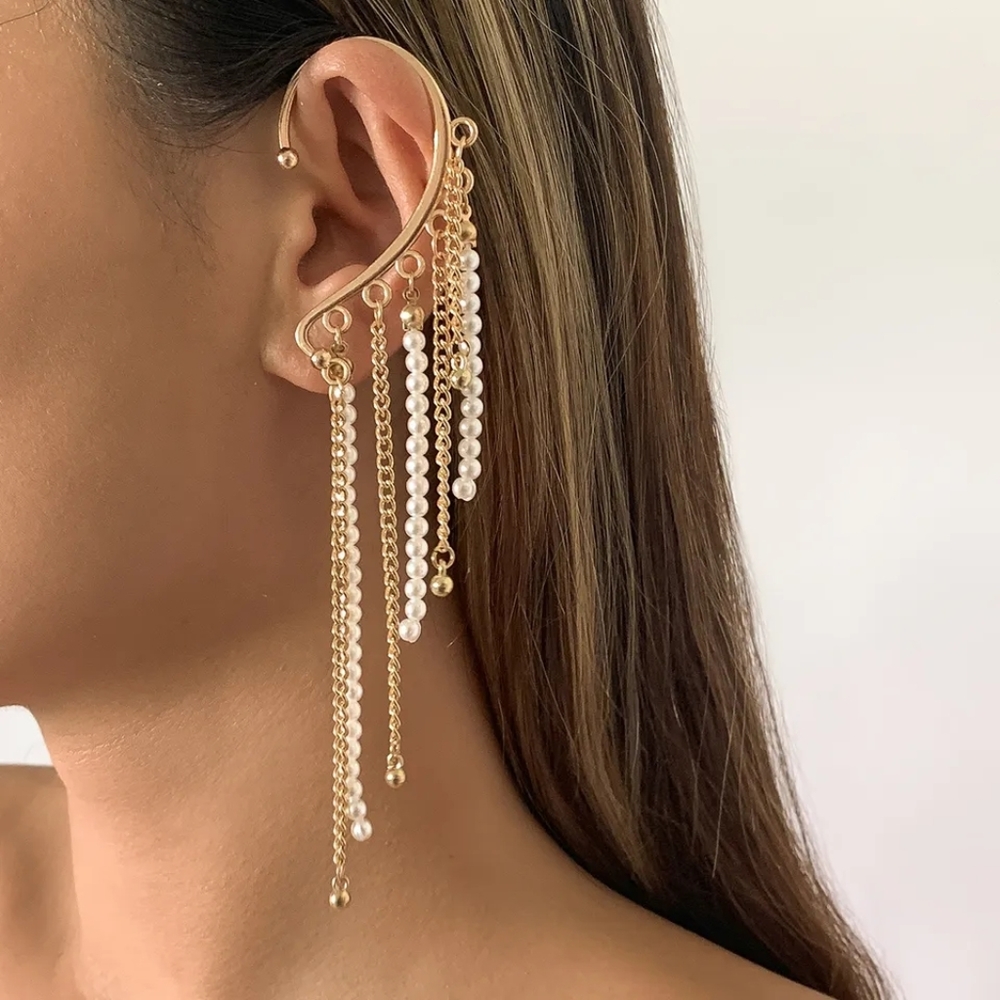 Brand New silver mono ear cuff with pearls for both ears - Picture 7 of 7